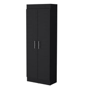 67" Black Wood Pantry Or Storage Closet