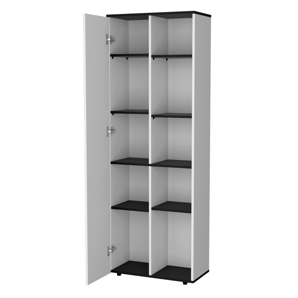 67" Black And White Wood Pantry Or Storage Closet