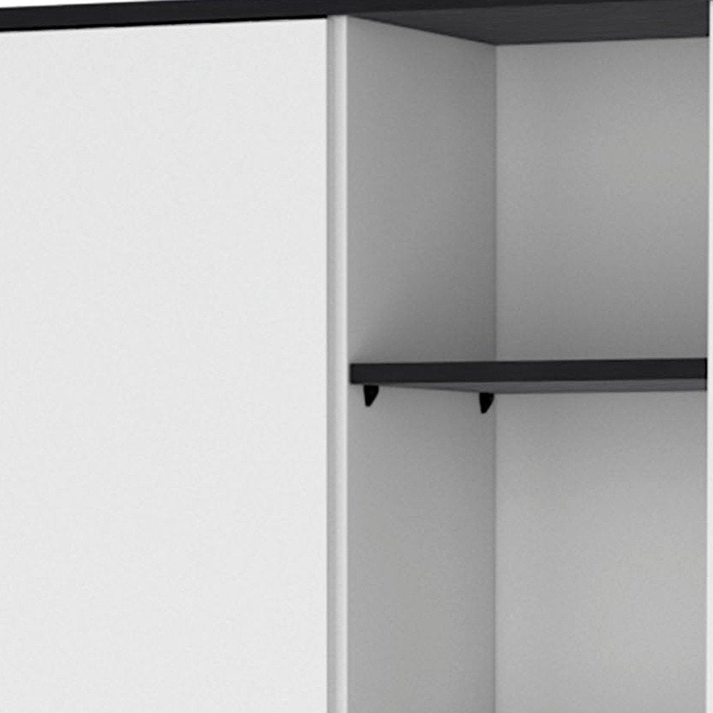 67" Black And White Wood Pantry Or Storage Closet