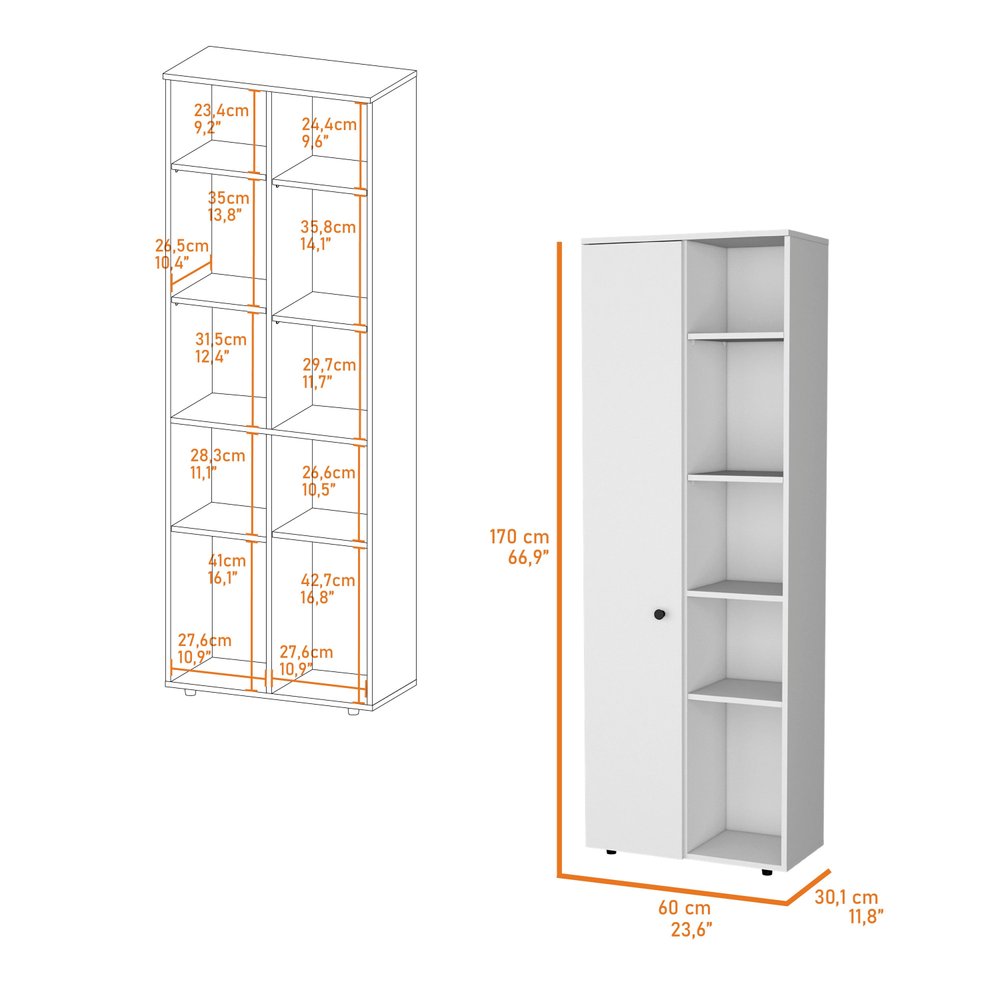 67" White Wood Pantry Or Storage Closet