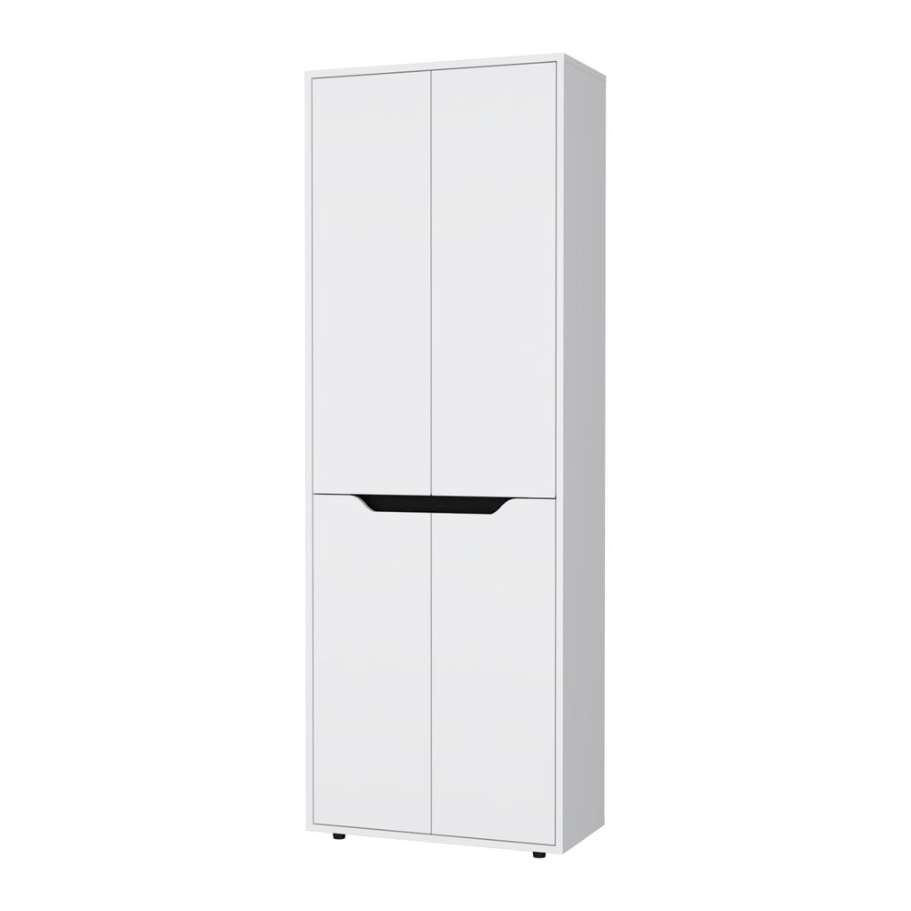 67" Black And White Wood Pantry Or Storage Closet