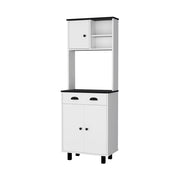 67" Black And White Wood Pantry Or Storage Closet