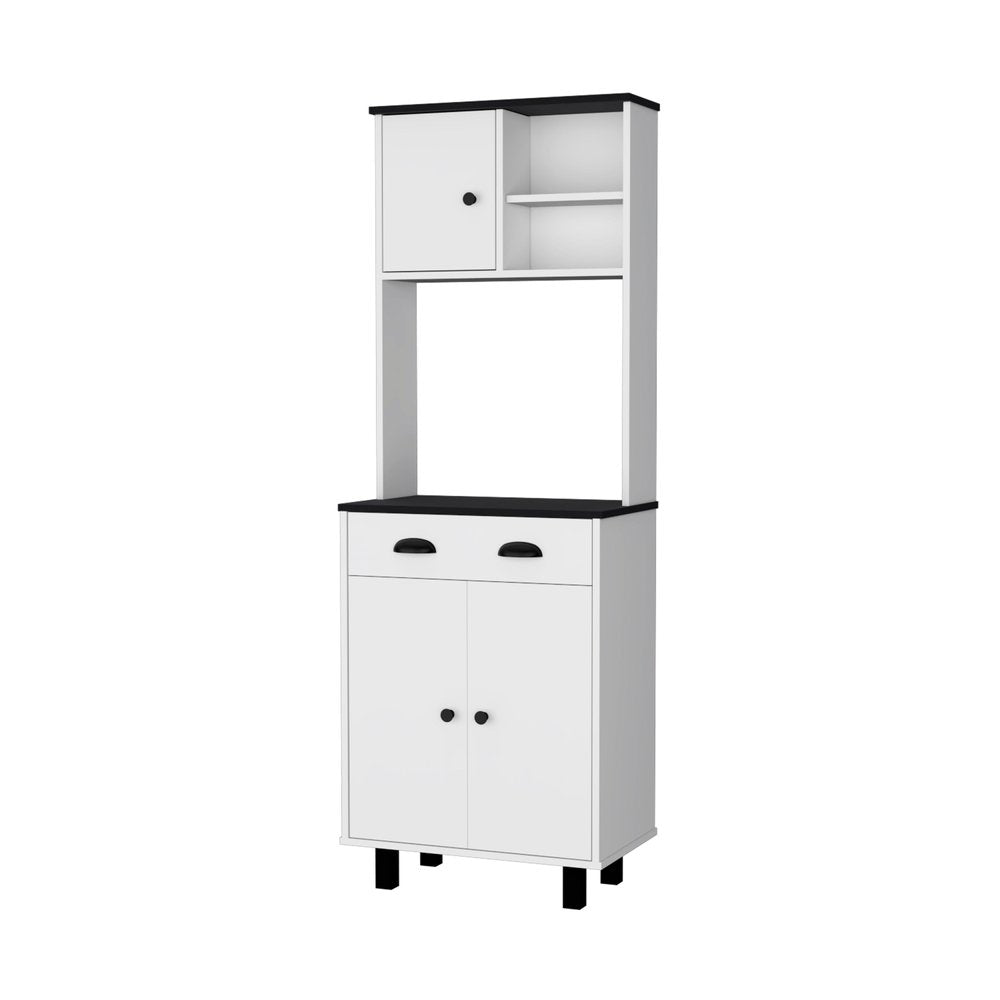 67" Black And White Wood Pantry Or Storage Closet