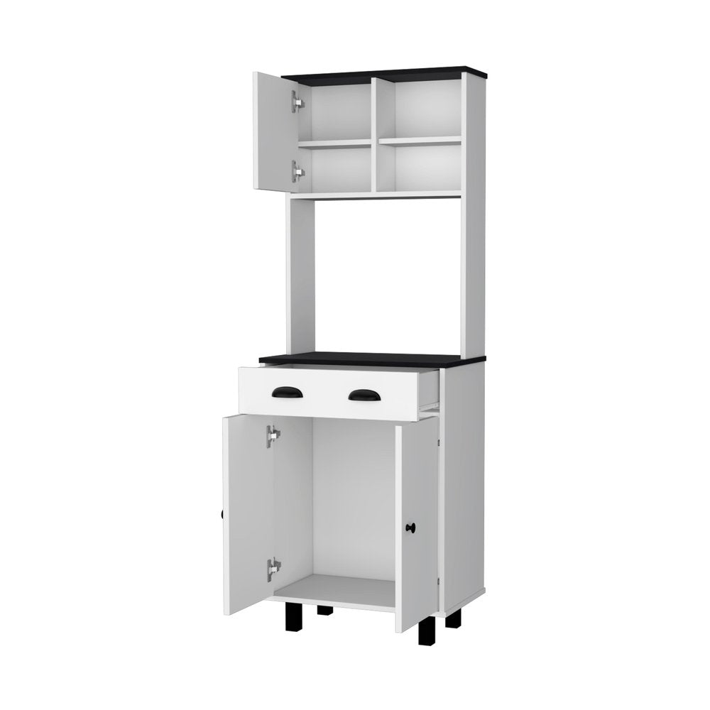 67" Black And White Wood Pantry Or Storage Closet