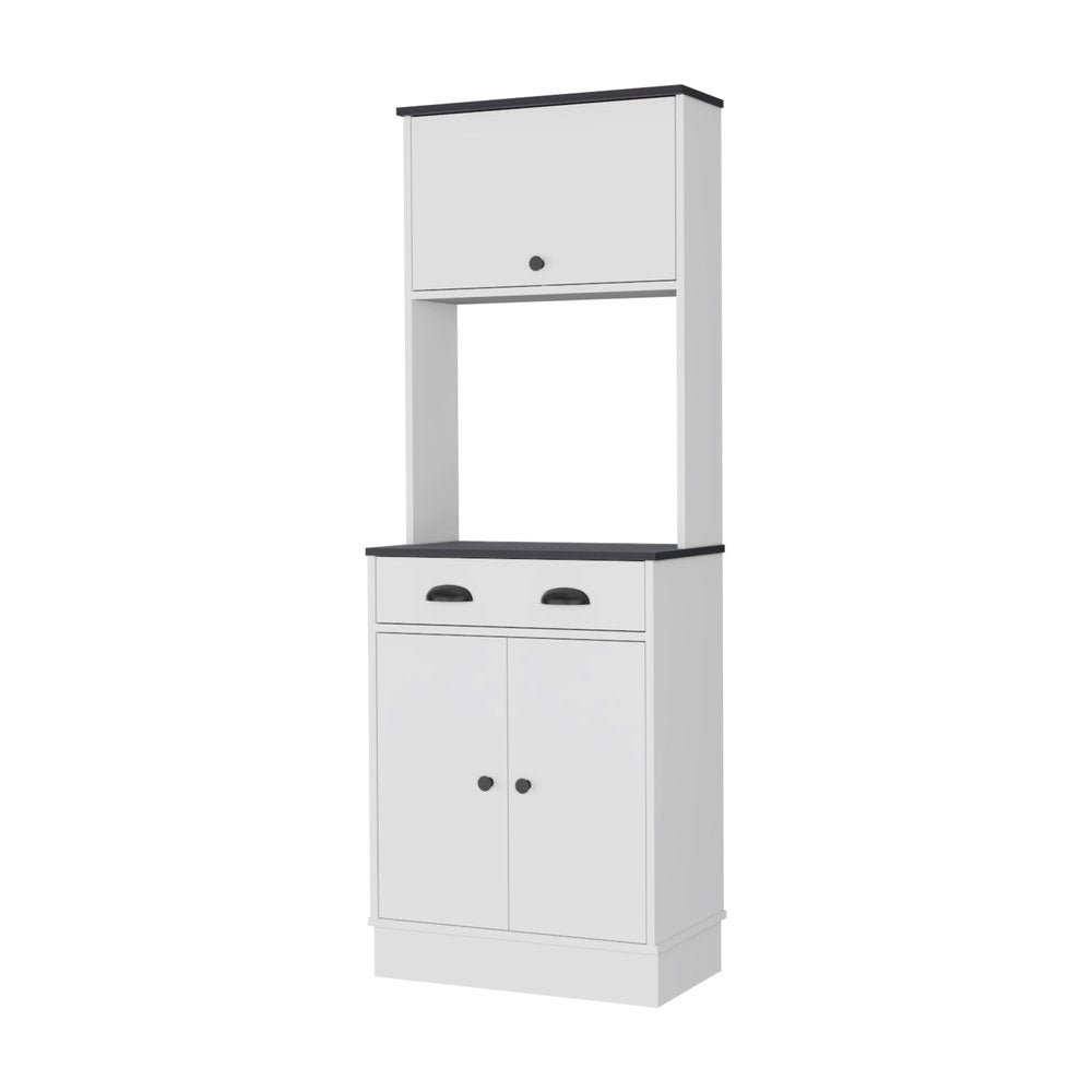 66" Black And White Wood Pantry Or Storage Closet
