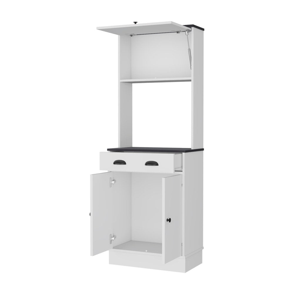 66" Black And White Wood Pantry Or Storage Closet