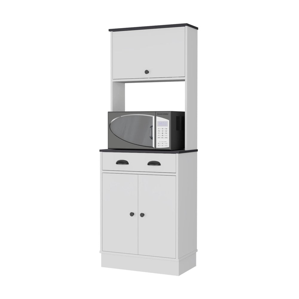 66" Black And White Wood Pantry Or Storage Closet