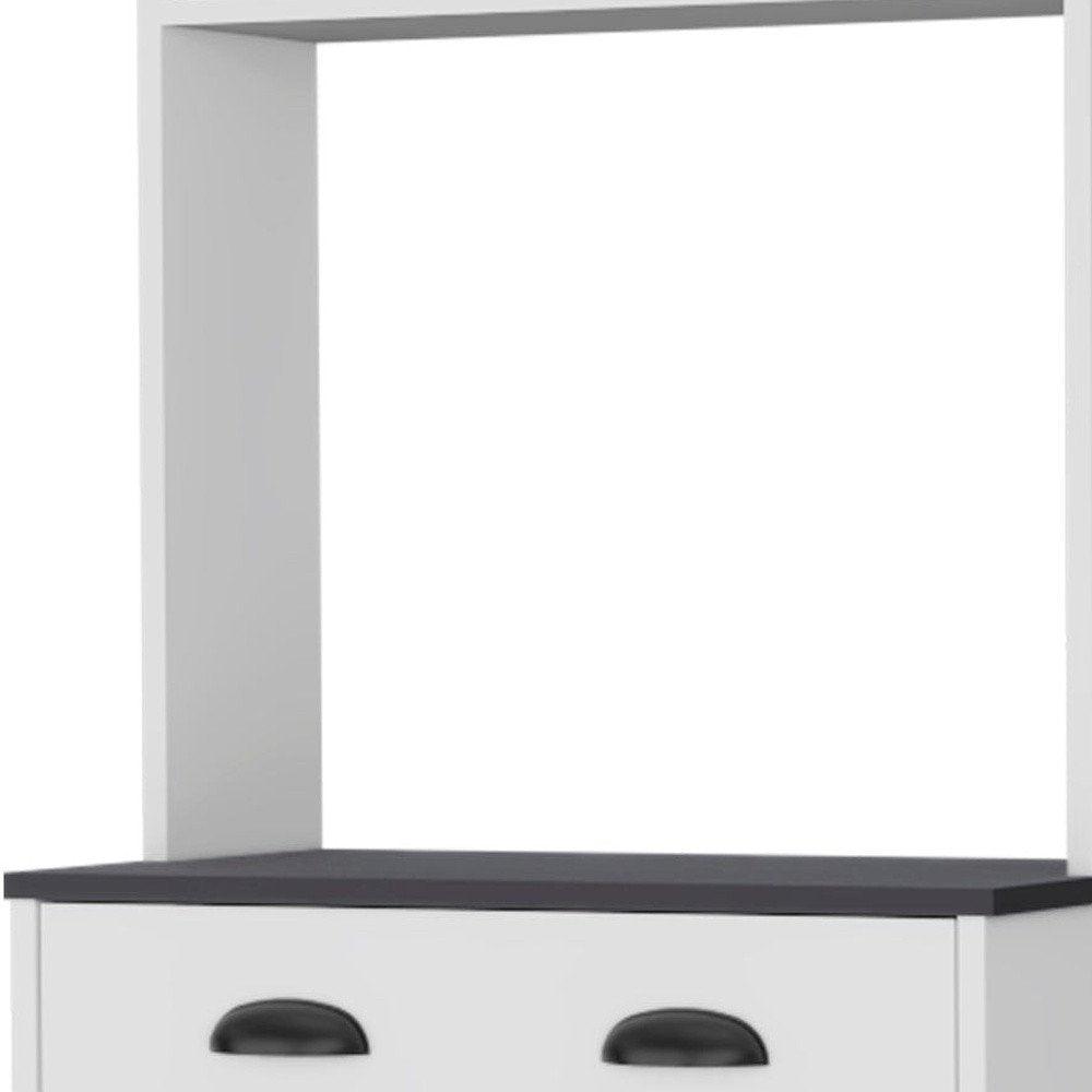 66" Black And White Wood Pantry Or Storage Closet