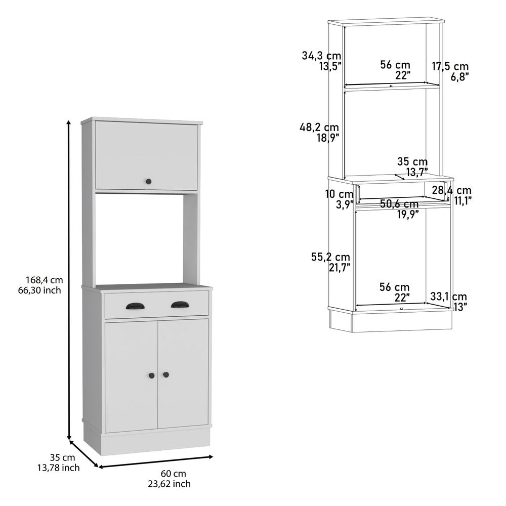 66" White Wood Pantry Or Storage Closet