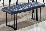 47" Dark Gray and Black Faux Leather Upholstered Dining Bench