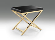 21" Black and Gold Faux Leather Vanity Chair