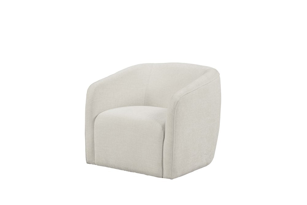 32" Beige Fabric Barrel Club Chair