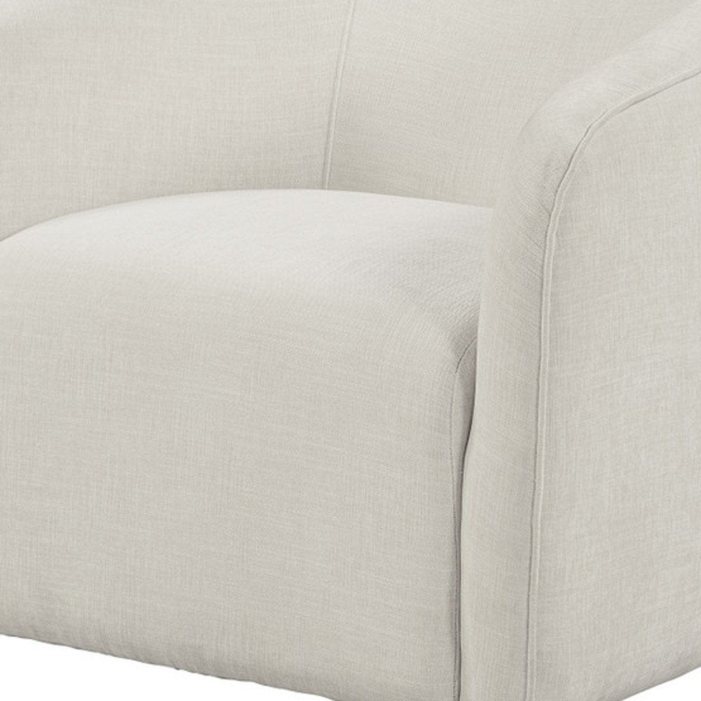 32" Beige Fabric Barrel Club Chair