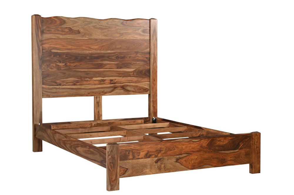 Three Piece Brown Solid Wood Bedroom Set