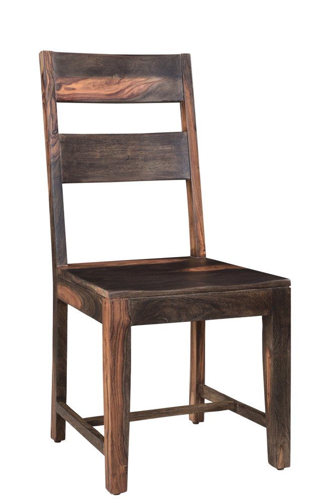 Six Piece Brown Solid Wood Dining Set with Four Chairs