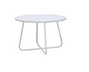 28" White Wood And Metal Round Cross Legs Coffee Table