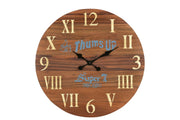 24" Brown Solid Wood Silent Analog Round Wall Clock
