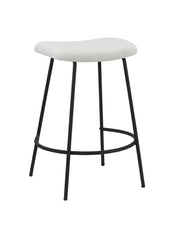 Set of Two 26" White and Black Fabric and Metal Backless Counter Height Bar Chairs