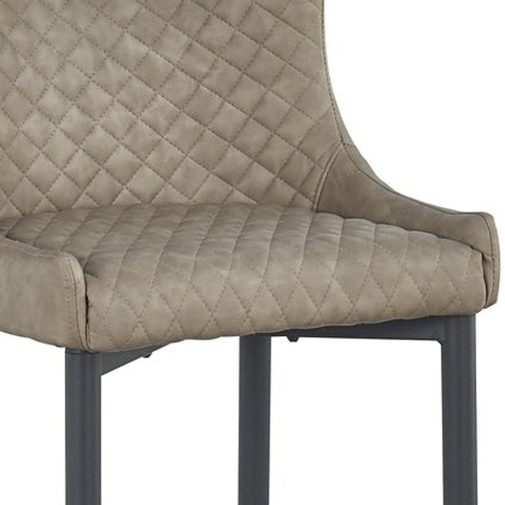 Set of Two 26" Gray and Black Faux Leather and Metal Low Back Counter Height Bar Chairs