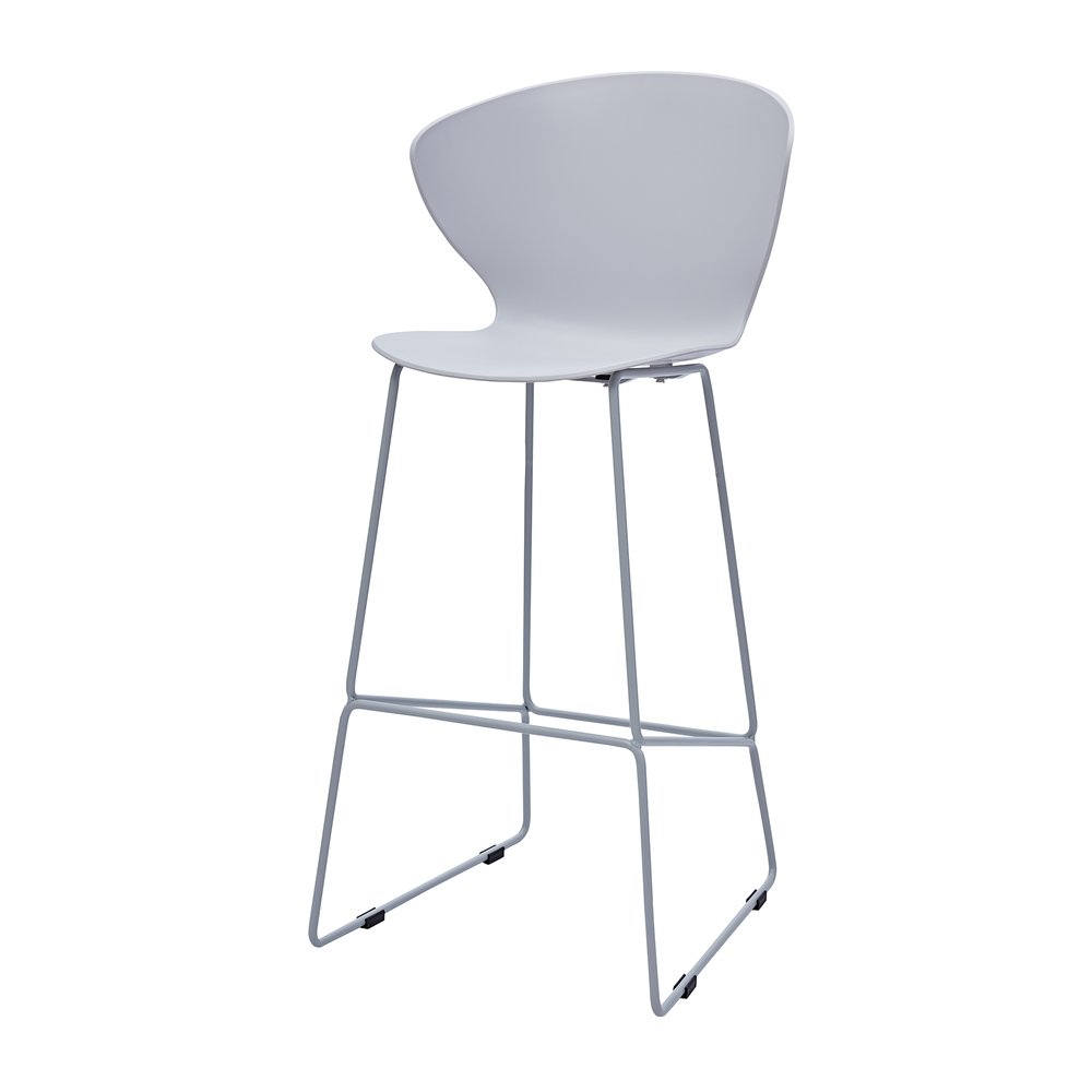 Set of Two 30" Gray Heavy Duty Plastic and Metal Low Back Bar Height Bar Chairs