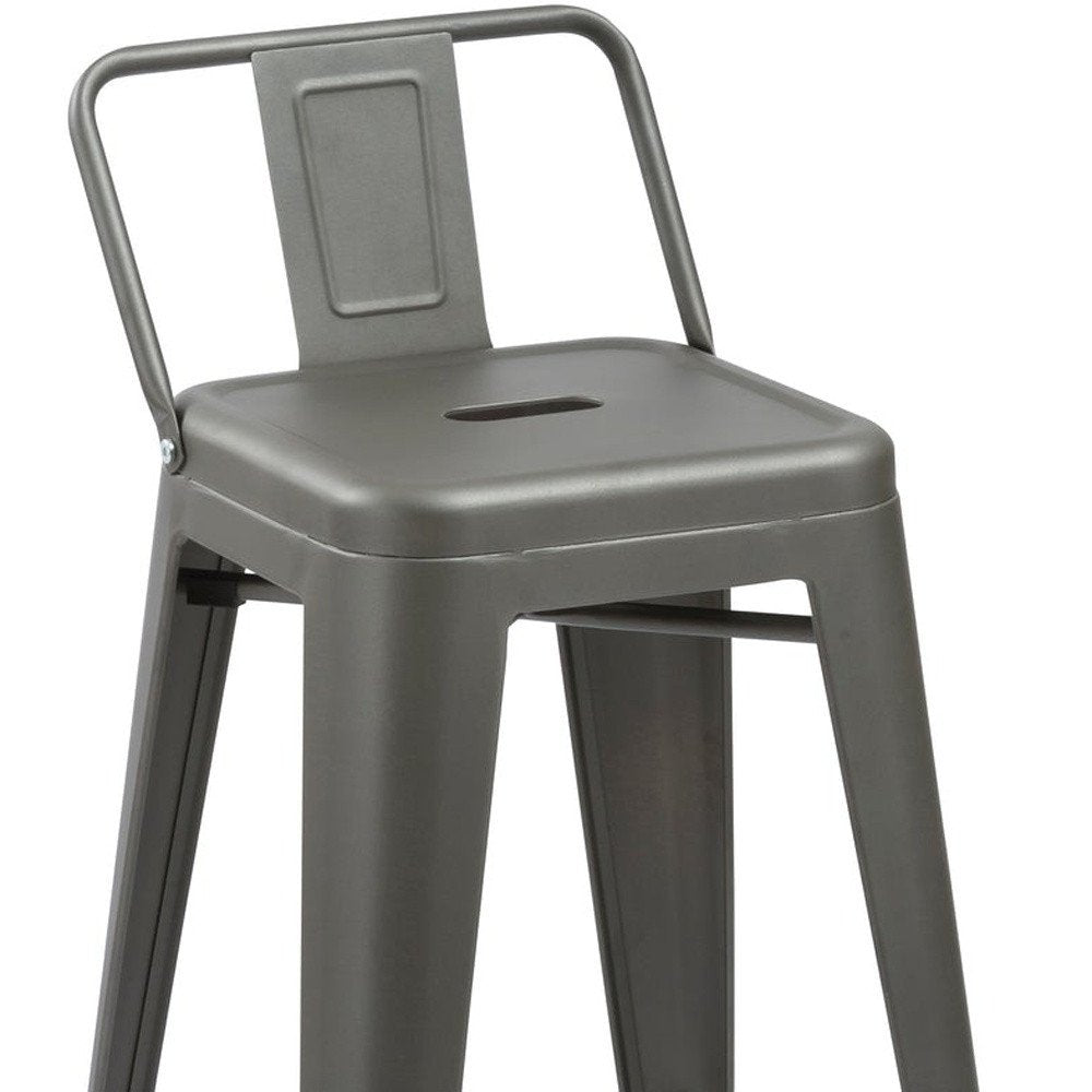 Set of Four 26" Dark Gray Steel and Metal Low Back Counter Height Bar Chairs