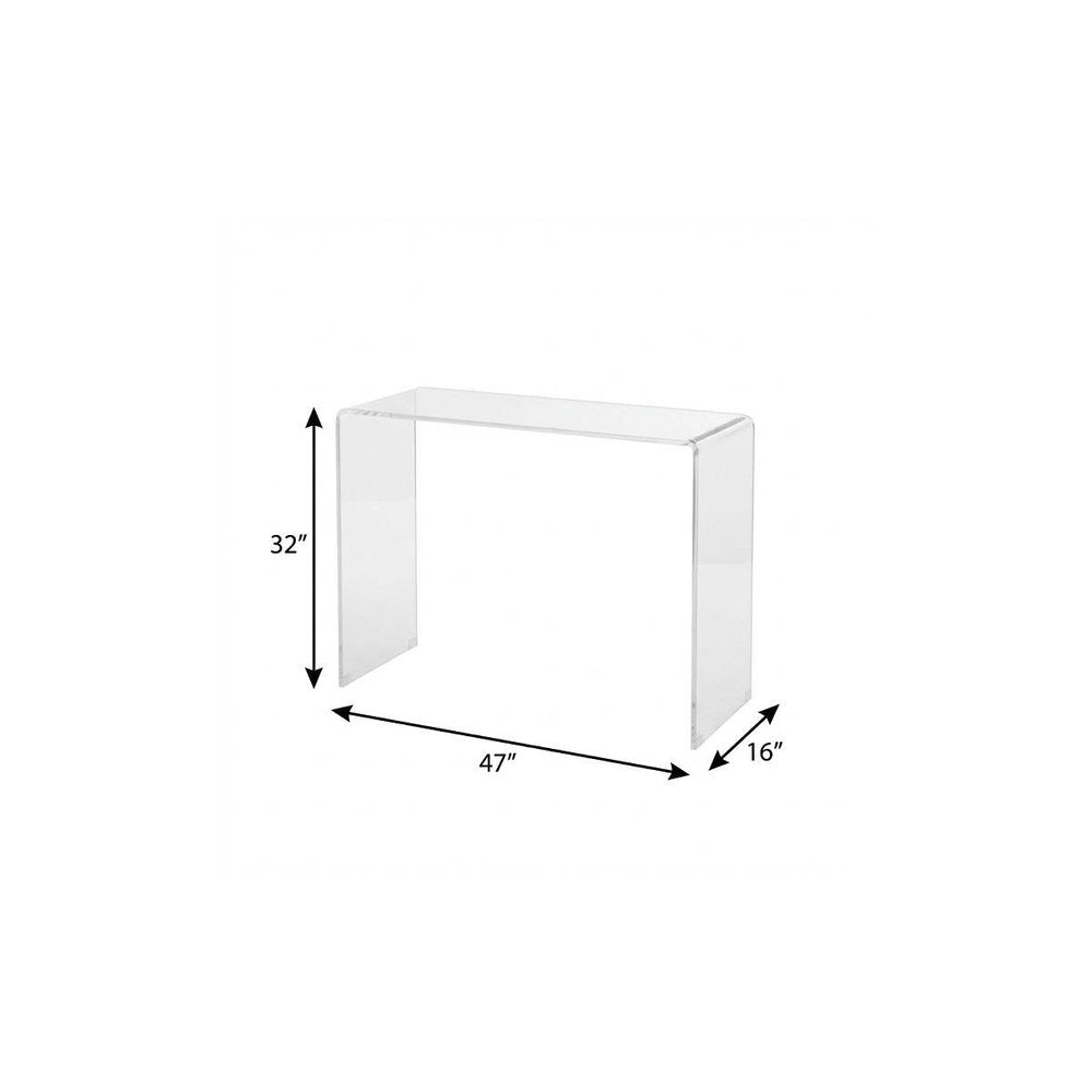 47" White Glass Frame Console Table