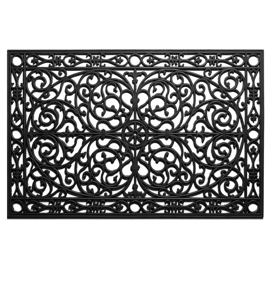 30" X 48" Black Rubber Scrollwork Outdoor Door Mat