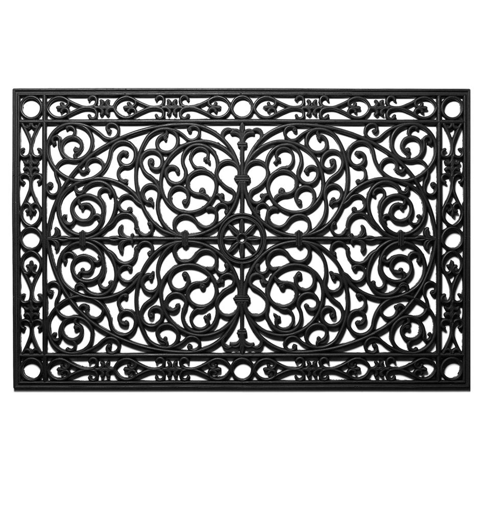 22" X 48" Black Scrollwork Outdoor Rubber Door Mat