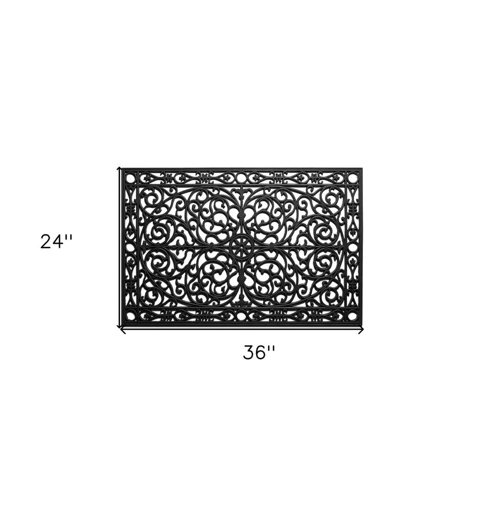 22" X 48" Black Scrollwork Outdoor Rubber Door Mat