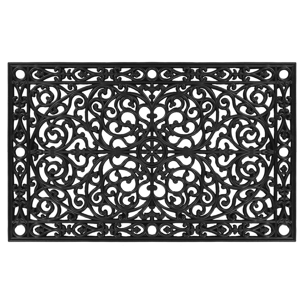 22" X 48" Black Scrollwork Outdoor Rubber Door Mat