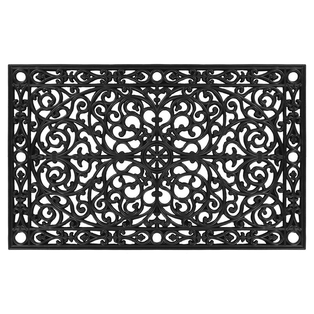 22" X 48" Black Scrollwork Outdoor Rubber Door Mat