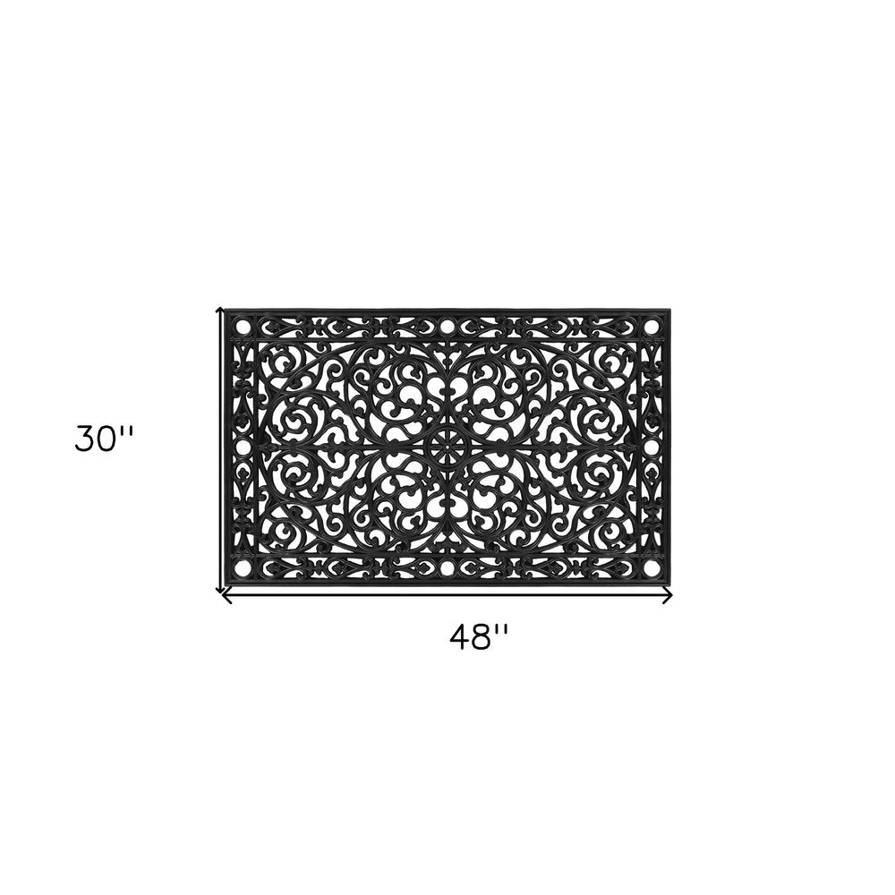 22" X 48" Black Scrollwork Outdoor Rubber Door Mat