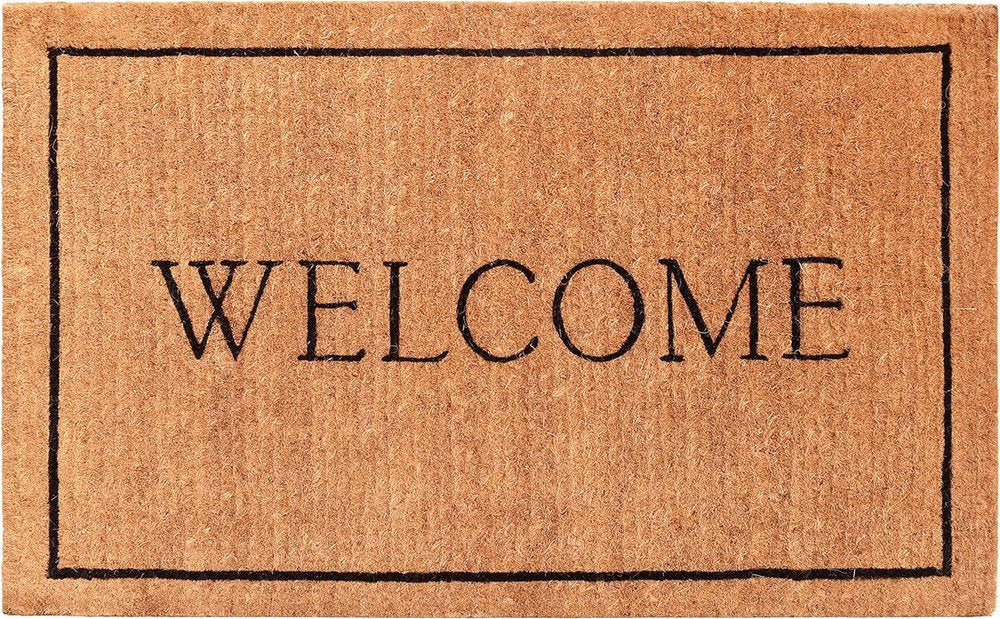 18" X 30" Natural And Black Coir Welcome Outdoor Door Mat