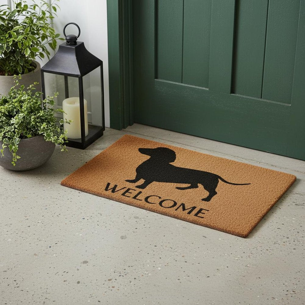 24" X 36" Natural and Black Coir Dachshund Welcome Outdoor Door Mat