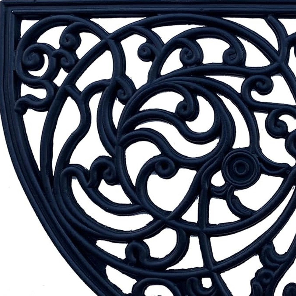 18" X 30" Black Rubber Scrollwork Welcome Outdoor Semi Circle Door Mat