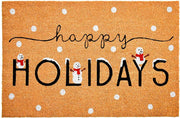17" X 29" Natural Black and White Coir Happy Holidays Outdoor Christmas Door Mat