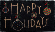 24" X 36" Black and Natural Coir Happy Holidays Outdoor Christmas Door Mat