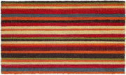 17" X 29" Red Orange and Natural Coir Striped Outdoor Door Mat