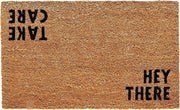 17" X 29" Natural and Black Coir Hey There Outdoor Door Mat