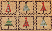 17" X 29" Natural Red and Black Coir Christmas Trees Outdoor Christmas Door Mat