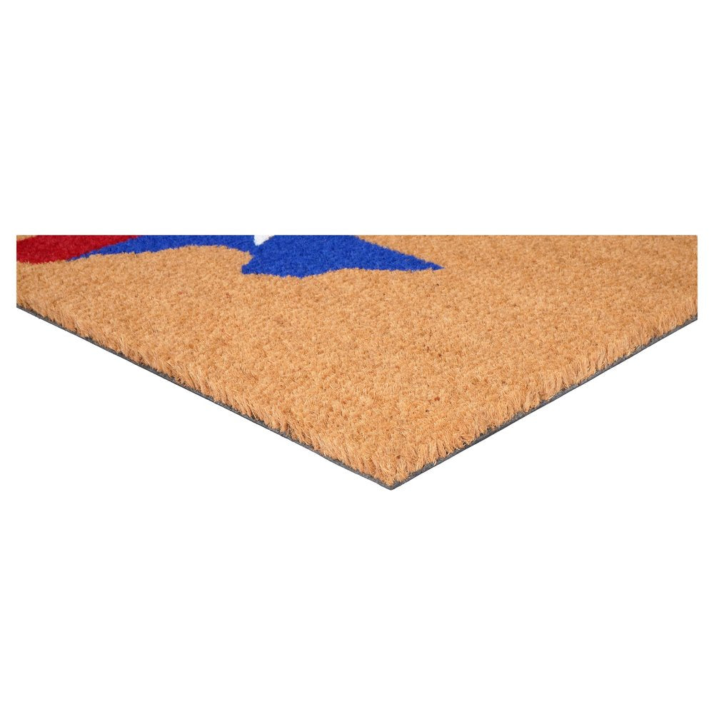 24" X 36" Natural Red White and Blue Coir Texas Outdoor Door Mat