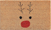17" X 29" Natural Black and Red Coir Reindeer Outdoor Christmas Door Mat