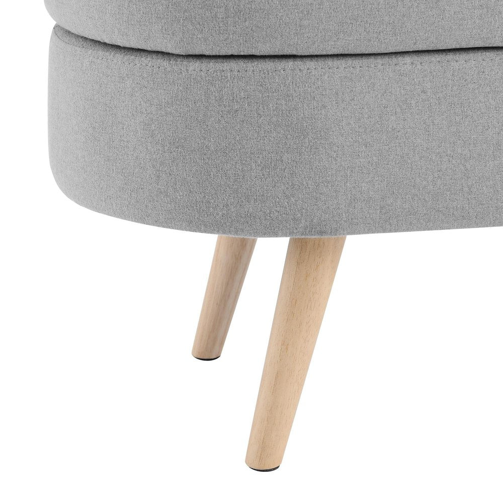 44" Gray and Brown Linen Upholstered Storage Bench with Flip Top