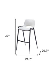 Set of Two 30" White and Black Faux Leather and Steel Low Back Bar Height Bar Chairs
