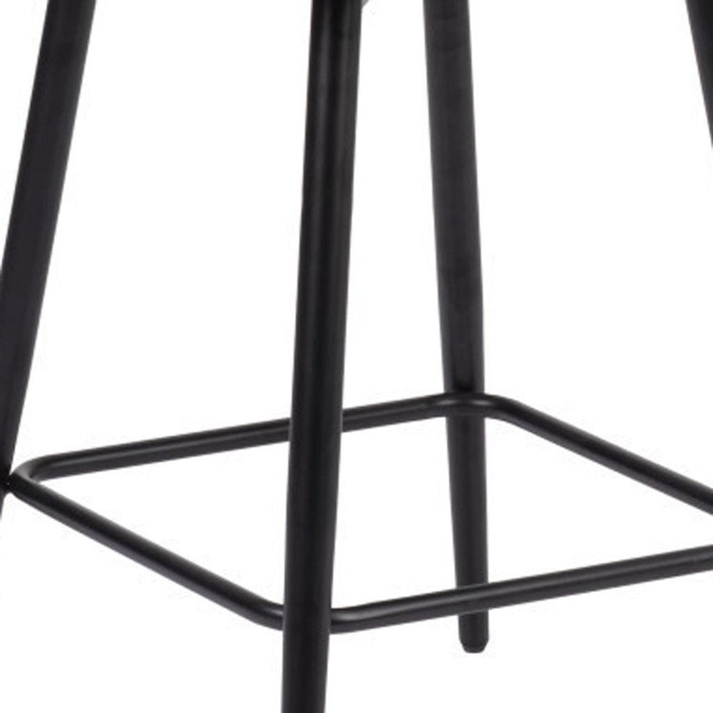 26" Brown And Black Faux Leather And Steel Counter Height Swivel Bar Chair