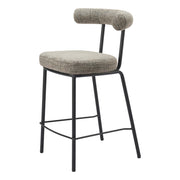 26" Green and Black Chenille and Steel Low Back Counter Height Bar Chair