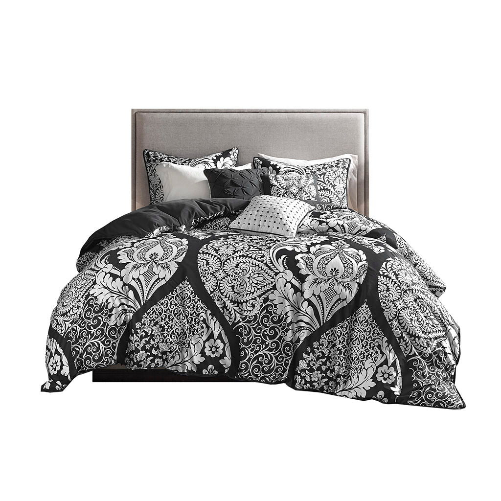 Vienna - 6 Piece King Printed Duvet Cover Set - Black