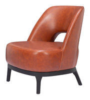 26" Brown And Black Faux Leather And Faux Leather Lounge Chair
