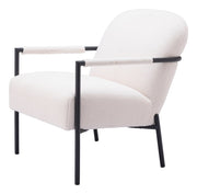 26" Ivory And Black Faux Shearling And Upholstered Arm Chair