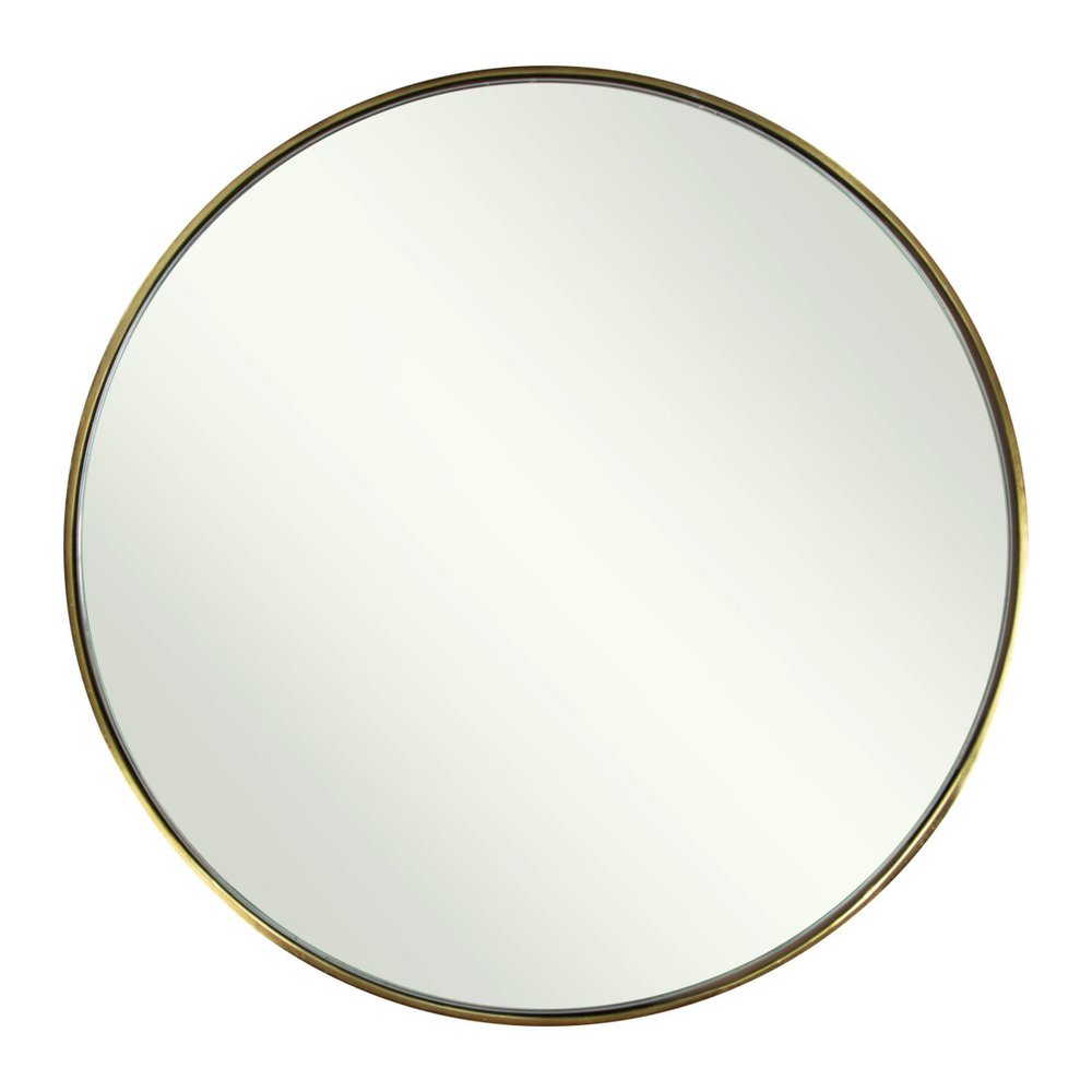 20" Gold and Black Mirrored Glass and Iron Round End Table